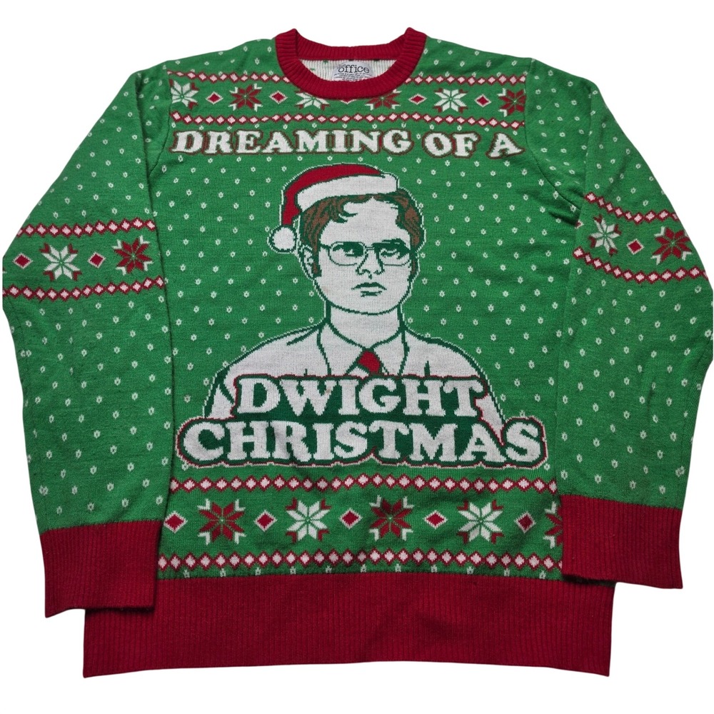 The Office Tipsy Elves Dwight Christmas Sweater Green Red Mens Medium RN115665
